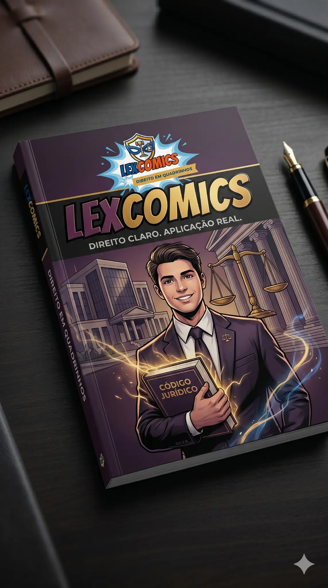 Livro premium da LexComics em fundo escuro